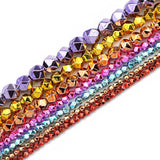 Faceted Round Hematite Stone Spacer Beads for DIY Jewelry Making