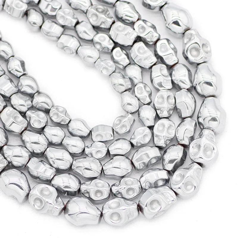 Silver Skull Hematite Stone Spacer Beads for DIY Jewelry Making