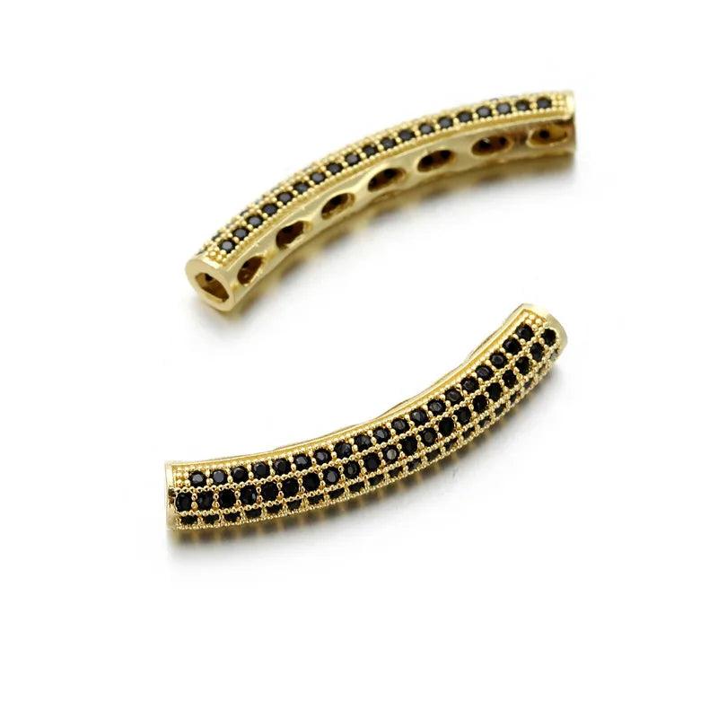 Micro-Mosaic CZ Long Tube Beads for Bracelet Making