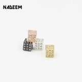 5Pcs/Set Micro Pave CZ Square Metal Charm Beads For DIY Bracelets