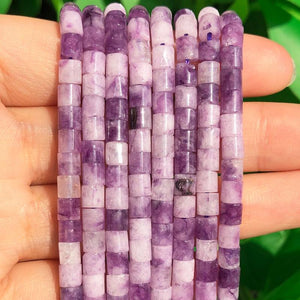 4x4mm Natural Stone Purple Amethysts Beads Column Shape Quartzs Spacer Bead