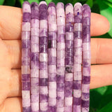 4x4mm Natural Stone Purple Amethysts Beads Column Shape Quartzs Spacer Bead