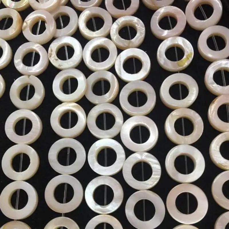 Natural Shell Stone Loose Beads 15mm Smooth Ring Shape Necklace Bracelet Jewelry