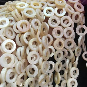 Natural Shell Stone Loose Beads 15mm Smooth Ring Shape Necklace Bracelet Jewelry