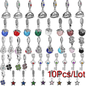 10Pcs Silver Charm Beads Pendant For Jewelry Making