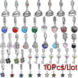 10Pcs Silver Charm Beads Pendant For Jewelry Making