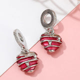 10pcs Astronaut & Balloon Beads Pink Crystal Heart Charm DIY Bracelet Accessory
