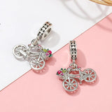10pcs Astronaut & Balloon Beads Pink Crystal Heart Charm DIY Bracelet Accessory