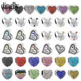 10pcs Silver My Love Heart Beaded Rhinestone Heart-shaped Beads