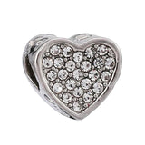 10pcs Silver My Love Heart Beaded Rhinestone Heart-shaped Beads