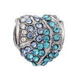10pcs Silver My Love Heart Beaded Rhinestone Heart-shaped Beads