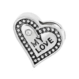 10pcs Silver My Love Heart Beaded Rhinestone Heart-shaped Beads