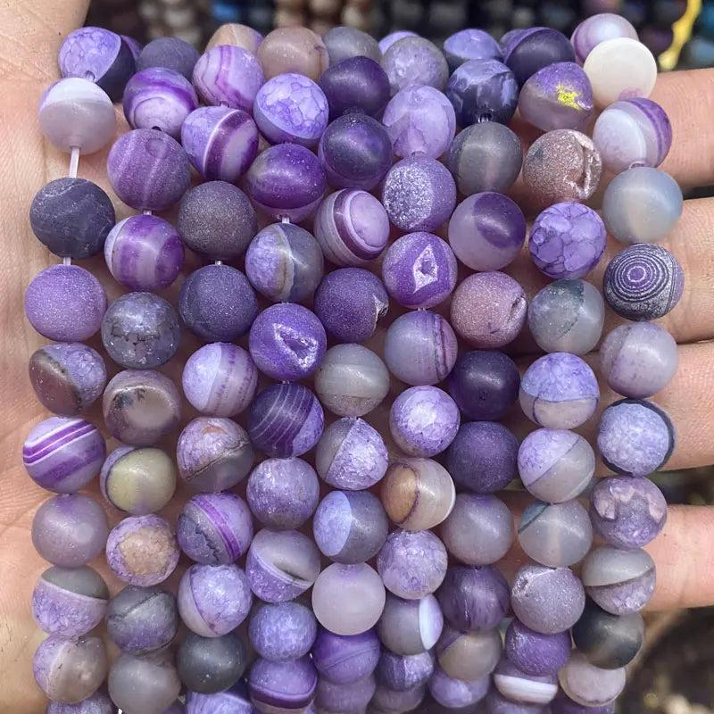 6-12mm Purple Druzy Agate Beads 15'' Strand Round Loose Gemstone Beads