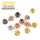 2pcs Zircon Geometric Copper Spacer Bead 7mm CZ Charms Metal for Jewelry Making