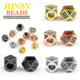2pcs Zircon Geometric Copper Spacer Bead 7mm CZ Charms Metal for Jewelry Making