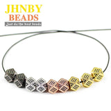 2pcs Zircon Geometric Copper Spacer Bead 7mm CZ Charms Metal for Jewelry Making