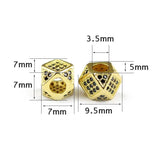 2pcs Zircon Geometric Copper Spacer Bead 7mm CZ Charms Metal for Jewelry Making