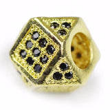 2pcs Zircon Geometric Copper Spacer Bead 7mm CZ Charms Metal for Jewelry Making