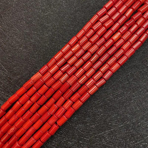 Red Coral Beads 4x6mm Cylindrical Natural Bulk Jewelry