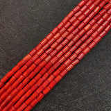 Red Coral Beads 4x6mm Cylindrical Natural Bulk Jewelry