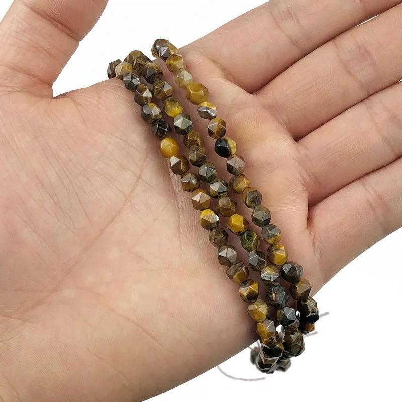 Faceted Tiger's Eye Stone Spacers Beads 6/8/10MM - DIY Jewelry Making