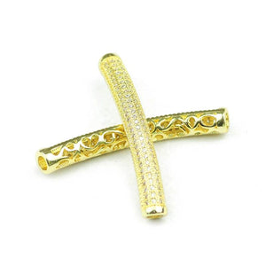 Copper Spacer Beads 40mm Cylinder CZ Charms Loose Beads for Jewelry Making