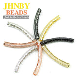 Copper Spacer Beads 40mm Cylinder CZ Charms Loose Beads for Jewelry Making