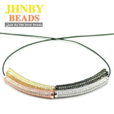 Copper Spacer Beads 40mm Cylinder CZ Charms Loose Beads for Jewelry Making