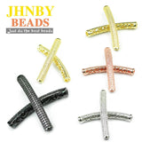 Copper Spacer Beads 40mm Cylinder CZ Charms Loose Beads for Jewelry Making