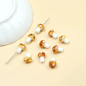 10 PCS Lampwork Wave Point Mushroom Beads DIY Jewelry Materials