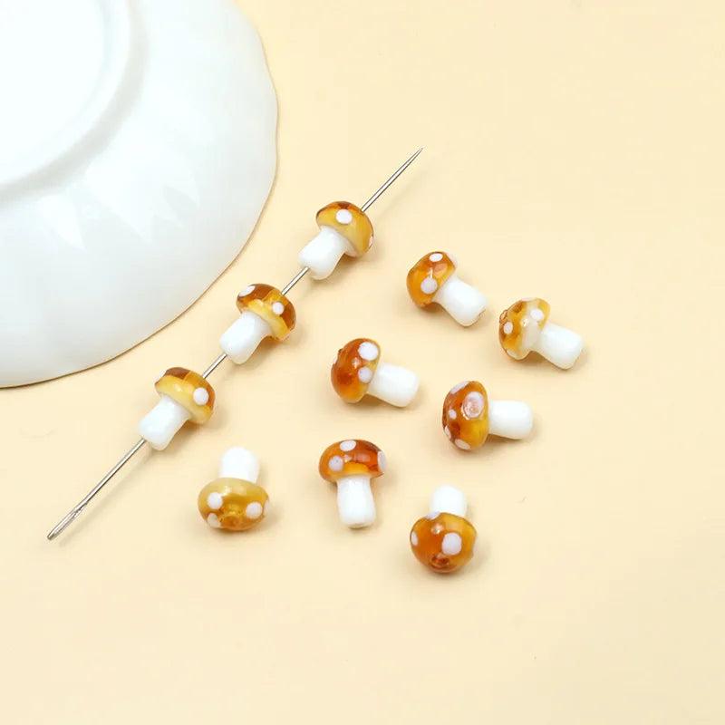 10 PCS Lampwork Wave Point Mushroom Beads DIY Jewelry Materials