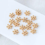 20PCS 8MM 24K Brass Snowflake Beads Spacer Bracelet Jewelry DIY Accessories
