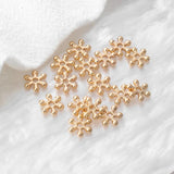 20PCS 8MM 24K Brass Snowflake Beads Spacer Bracelet Jewelry DIY Accessories