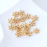 20PCS 8MM 24K Brass Snowflake Beads Spacer Bracelet Jewelry DIY Accessories