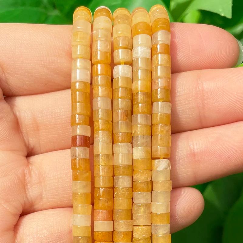 Yellow Agate Rondelle Stone Beads 15''