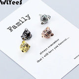 WLYeeS 2pcs CZ Green Eye Leopard head Copper beads Zircon Metal Charm