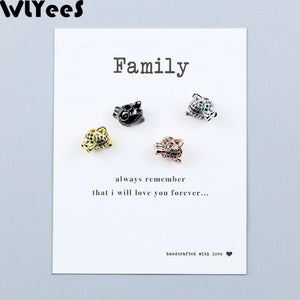 WLYeeS 2pcs CZ Green Eye Leopard head Copper beads Zircon Metal Charm