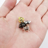 WLYeeS 2pcs CZ Green Eye Leopard head Copper beads Zircon Metal Charm