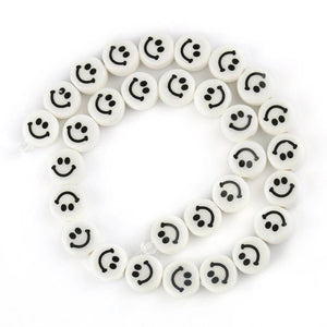 30pcs Multicolor Ceramic Smiley Face Beads 10x6mm