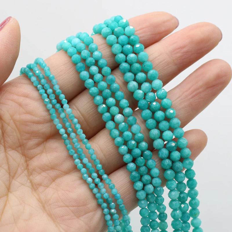 Natural Amazonite Stone Beads Charms Round Spacer Beads for DIY Jewelry Making