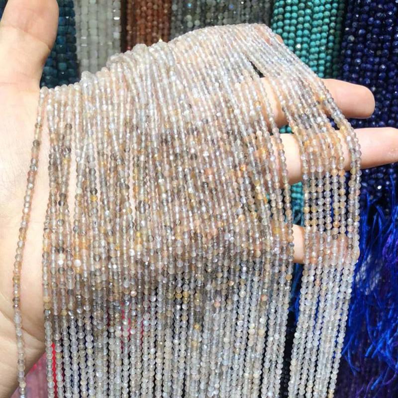 Natural Stone Gradient Moonstone Beads Round Loose Beads For Jewelry Making