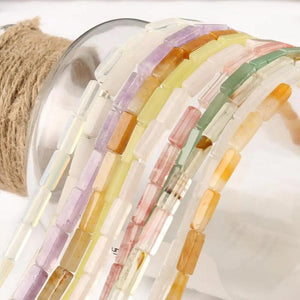 Multicolor Square Tube Jades Beads 4*13mm Crystal Agates Opal