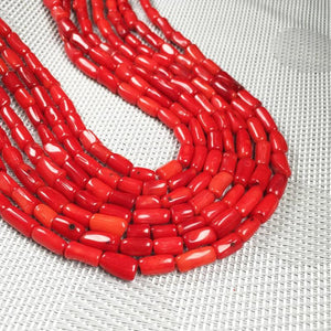 Red Coral Bead Column Loose Beads DIY Jewelry Bracelet Necklace
