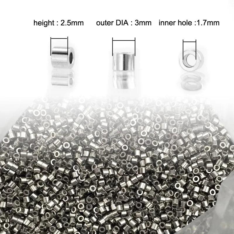 Risul Cylinder Round Slide Beads 3mm/5mm 100pcs