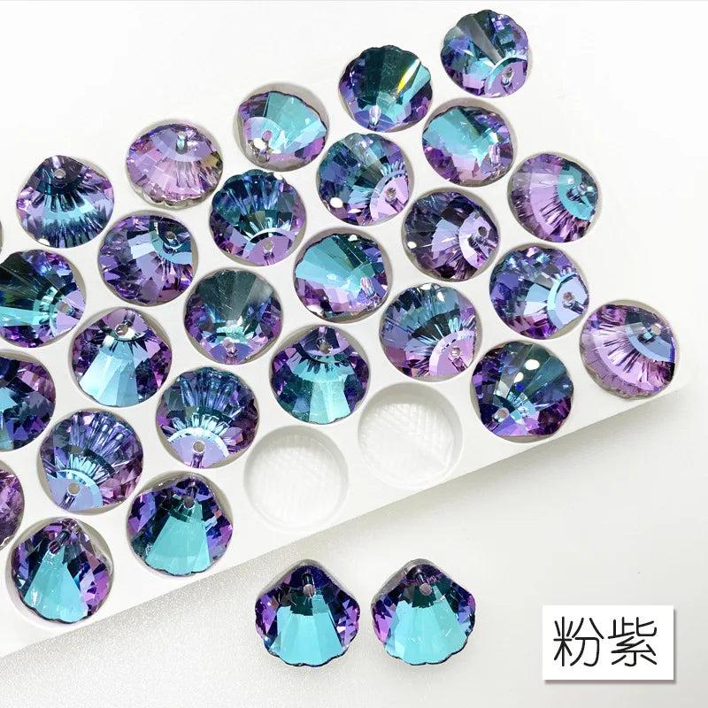 Crystal Shell Beads Pendant Colored Glass for DIY Jewelry Making