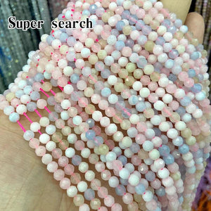 Faceted Colorful Morganite Gem Beads for Jewelry Making 15'