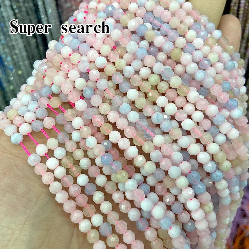 Faceted Colorful Morganite Gem Beads for Jewelry Making 15'