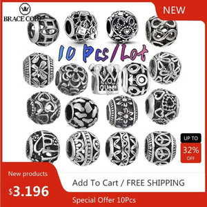 10Pcs Metal Alloy Silver Beads DIY Jewelry Making Bracelet Necklace Crafts