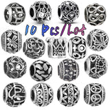10Pcs Metal Alloy Silver Beads DIY Jewelry Making Bracelet Necklace Crafts