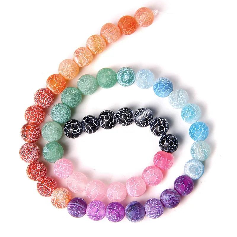 7 Chakras Agates Stone Beads Round Loose Spacer for DIY Bracelet